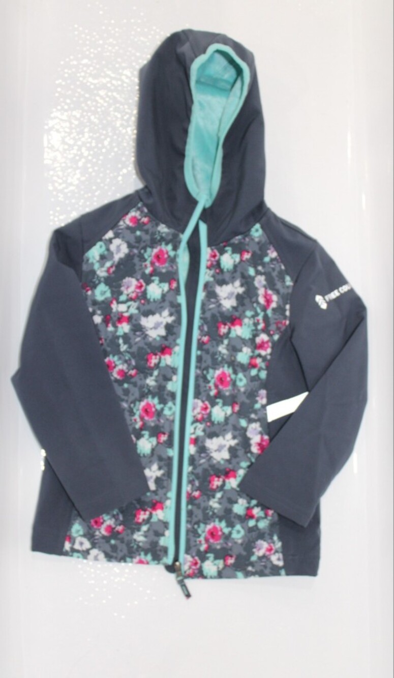 Free Country Navy Floral Rain Jacket with Teal Trim